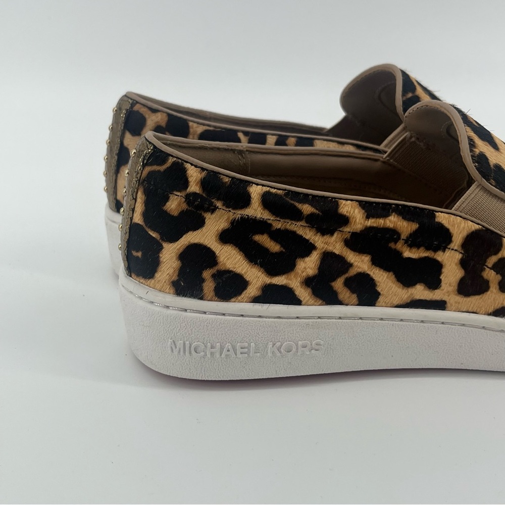 NEW Michael Kors Keaton Leopard Calf Hair Slip-On Sneaker Women’s Size 8 - Picture 5 of 9